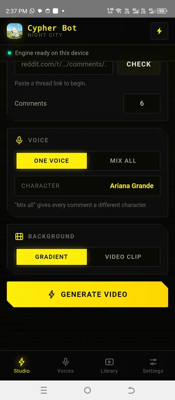 Voice, background and the render button