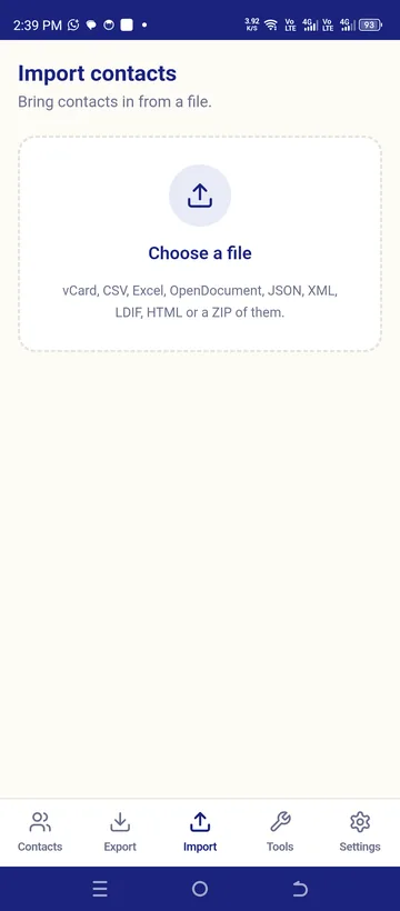 Import from a file in any supported format