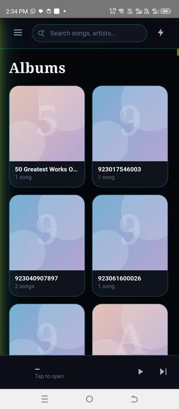 Albums, with art pulled from the tags