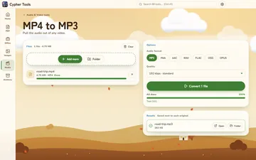 MP4 to MP3: one file in, the MP3 saved right next to it