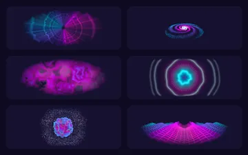 A few of the thirty: tunnels, galaxies, liquid, pulses, spheres and terrain